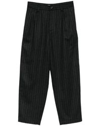 Barena - Houtskoolgrijs Pinstripe Geplooide Knoopbroek - Lyst