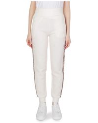 Guess - Broeken ,Wit ,Katoen Logo Tape Joggers - Lyst