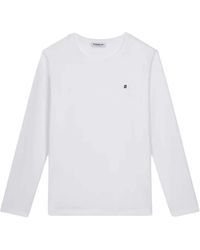 Dondup - Tops ,Wit ,Katoen Slim T-Shirt Met Lange Mouwen En Ronde Hals - Lyst