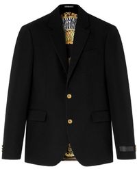 Versace - Zwarte Wol Drie-Knoop Jas - Lyst