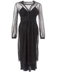 Lardini - Schwarzes verziertes langes kleid mit unterrock - Lyst