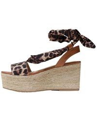 Liu Jo - Sandalen Met Luipaardprint, Plateauzool En Veters - Lyst