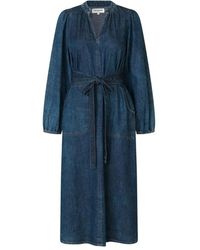 Lolly's Laundry - Kleedjes ,Blauw ,Katoen Blauwe Midi Jurk Paris Ll Stijl - Lyst