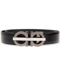 Ferragamo - Accessoires ,Zwart ,Leer Double Adjus Leren Riem - Lyst