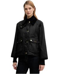 Barbour - Cropped Beadnell Wax Jas - Lyst