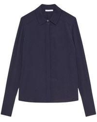 Patrizia Pepe - Blaue essential bluse mit fly-knöpfen - Lyst