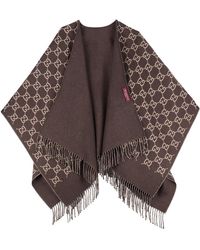 Gucci - Jassen ,Bruin ,Wol Wollen Jacquard Cape Met Franje - Lyst
