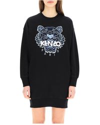 KENZO Fleece Mini-jurk Met Tijgerborduursel - Zwart
