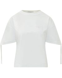 Givenchy - Tops ,Wit ,Katoen T-Shirt Van Katoen Met Strikken - Lyst