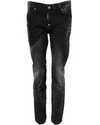 DSquared² - Zwarte Tapered Denim Jeans Met Logo - Lyst