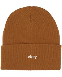 Obey - Accessoires ,Bruin ,Karma Beanie Rubber Hat - Lyst