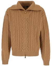 Versace - Geborduurde Wollen Gebreide Sweater Met Rits - Lyst