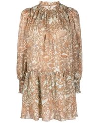 Ulla Johnson - Kleedjes ,Bruin ,Katoen Casual Mini Jurk Katoen Viscose - Lyst