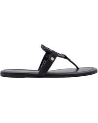 Tory Burch - Schoenen ,Zwart ,Leer Zwarte Platte Sandalen - Lyst
