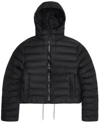 Rains - Jassen ,Zwart ,Leer Short Puffer Jacket - Lyst