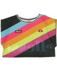 Ellesse - Tops ,Veelkleurig ,Katoen Cropped T-Shirt - Lyst