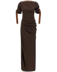 Ferragamo - Dress With Leather Straps - Lyst
