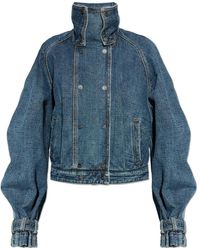 Lanvin - Jassen ,Blauw ,Denim Denim Jas Met Opstaande Kraag - Lyst