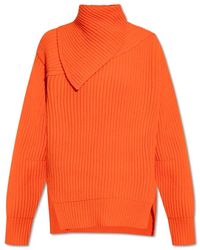 Jil Sander - Truien & Vesten ,Oranje ,Wol Wollen Coltrui - Lyst