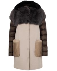 Moorer - Elegante Jas Met Dubbele Tint En Bont - Lyst
