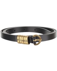 Pinko - Accessoires ,Zwart ,Leer 1,2-Cm Riem Met Logo Letters - Lyst