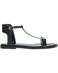 ESTRO - Schoenen ,Zwart ,Leer Platte Sandalen Met Gouden Details - Lyst