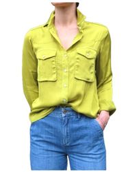 Mason's - Overhemden ,Groen ,Satijn Satijnen Safari Blouse - Lyst