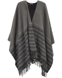 Peserico - Jassen ,Grijs ,Wol V-Neck Poncho - Lyst