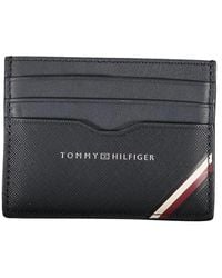 Tommy Hilfiger - Blauer lederkartenhalter mit kontrastdetails - Lyst