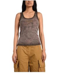 Pinko - Tops ,Bruin ,Katoen Sleeveless Top - Lyst