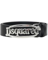 DSquared² - Schwarzer Ledergürtel Für Damen Mit Logoschnalle - Lyst