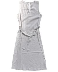 Calvin Klein - Linnenmix V-Hals Mouwloze Jurk Met Ceintuur - Lyst