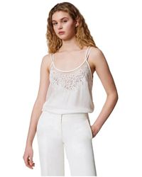 Twinset - Tops ,Wit ,Mouwloze Top Viscose Samenstelling - Lyst