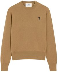 Ami Paris - Truien & Vesten ,Bruin ,Wol Merinos Sweaters Voor Stijlvolle Looks - Lyst