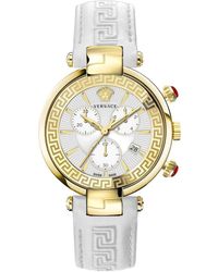 Versace - Crono restyling orologio in pelle bianco/oro - Lyst