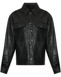 AllSaints - Jassen ,Zwart ,Leer Shelton Leren Jas - Lyst