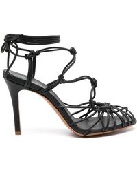 forte_forte - Schoenen ,Zwart ,Leer Sandaletten Met Dunne Hak En Leren Buislint - Lyst
