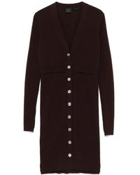 Pinko - Kleedjes ,Bruin ,Wol Gebreide Mini Jurk - Lyst