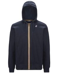 K-Way - Blauer Kapuzenpullover Mit Durchgehendem Reißverschluss Herren - Lyst