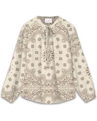MC2 Saint Barth - Overhemden ,Veelkleurig ,Zijden Voile Bandana Print Damesblouse - Lyst