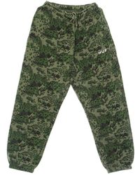Huf - Broeken ,Groen ,Katoen Camo Fleece Broek Tracksuit - Lyst