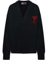 Ami Paris - Adc Cardigan V-Neck Felted Merino - Lyst