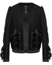 Comme des Garçons - Jassen ,Zwart ,Wol Blazer Met Glinsterende Applicaties - Lyst