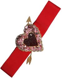 Dolce & Gabbana - Rode Hart Versierde Riem Met Drukknoopsluiting - Lyst