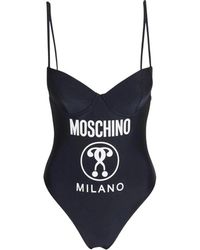 Moschino - Badmode ,Zwart ,Badpak Met Logo Print En Push-Up Cups - Lyst
