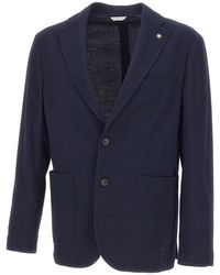 Manuel Ritz - Jassen ,Blauw ,Wol Texturized Wool Blend Blazer - Lyst