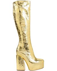 Dries Van Noten - Gold metallic ankle boots aw23 - Lyst