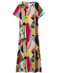 Weekend by Maxmara - Orchis Pattern Short Sleeve Midi Dress Size 12 Col - Lyst