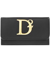 DSquared² - Kartenhalter, schwarzes leder mit snap-verschluss - Lyst