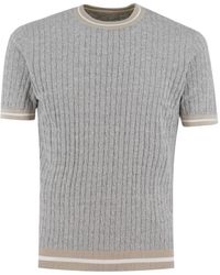 Eleventy - T-Shirt Van Gebreid Katoen Met Ronde Hals En Korte Mouwen - Lyst